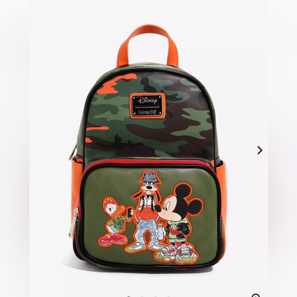 New! Loungefly Disney Mickey Donald Goofy Camo Street Mini Backpack